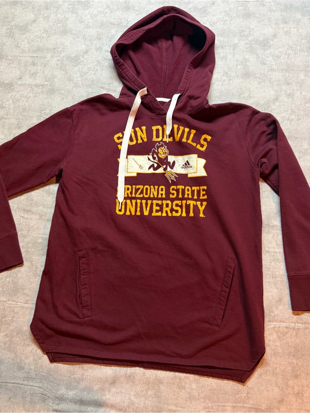adidas Maroon Arizona State Sun Devils Pullover Hoodie with Gold Print